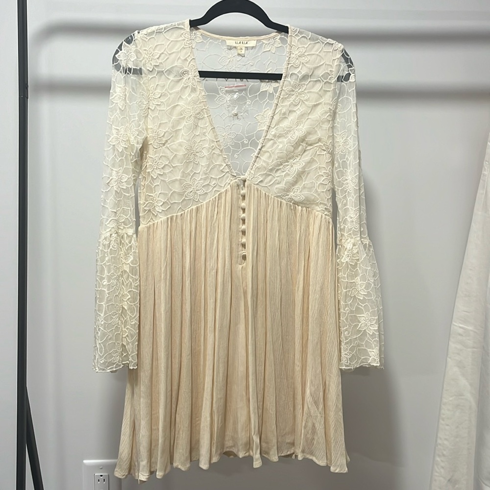 ILLA ILLA beige mini dress, size S, new with no tag.